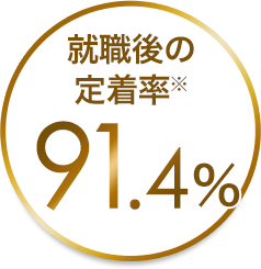 就職後の定着率91.4パーセント